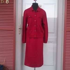 1970s Two Piece Sweater Suit Button down collar